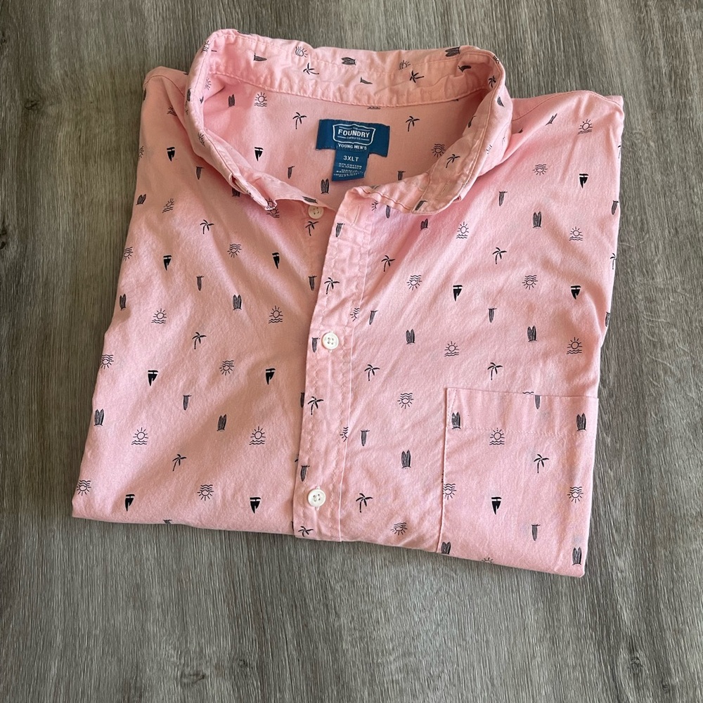 Men’s Pink Tropical/Beach Button Down